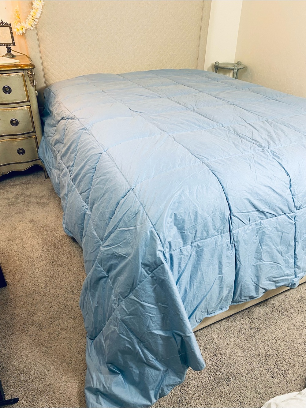 The Company Store Light Blue Box-Stitch Comforter Down Alternative - Picture 4 of 9